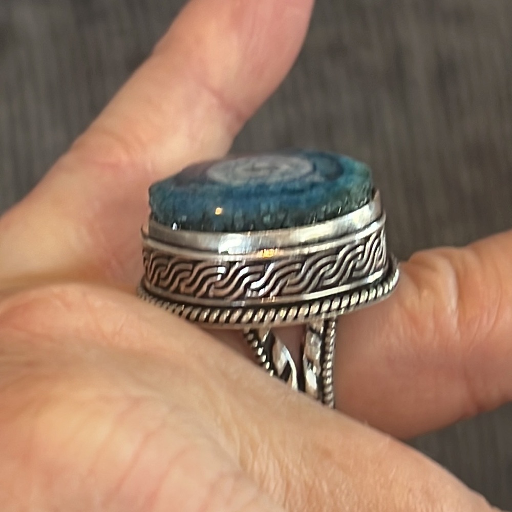 Solar Quartz Druzy Handcrafted In An Antique Setting Ring Size 7.5 NWOT - Picture 4 of 16